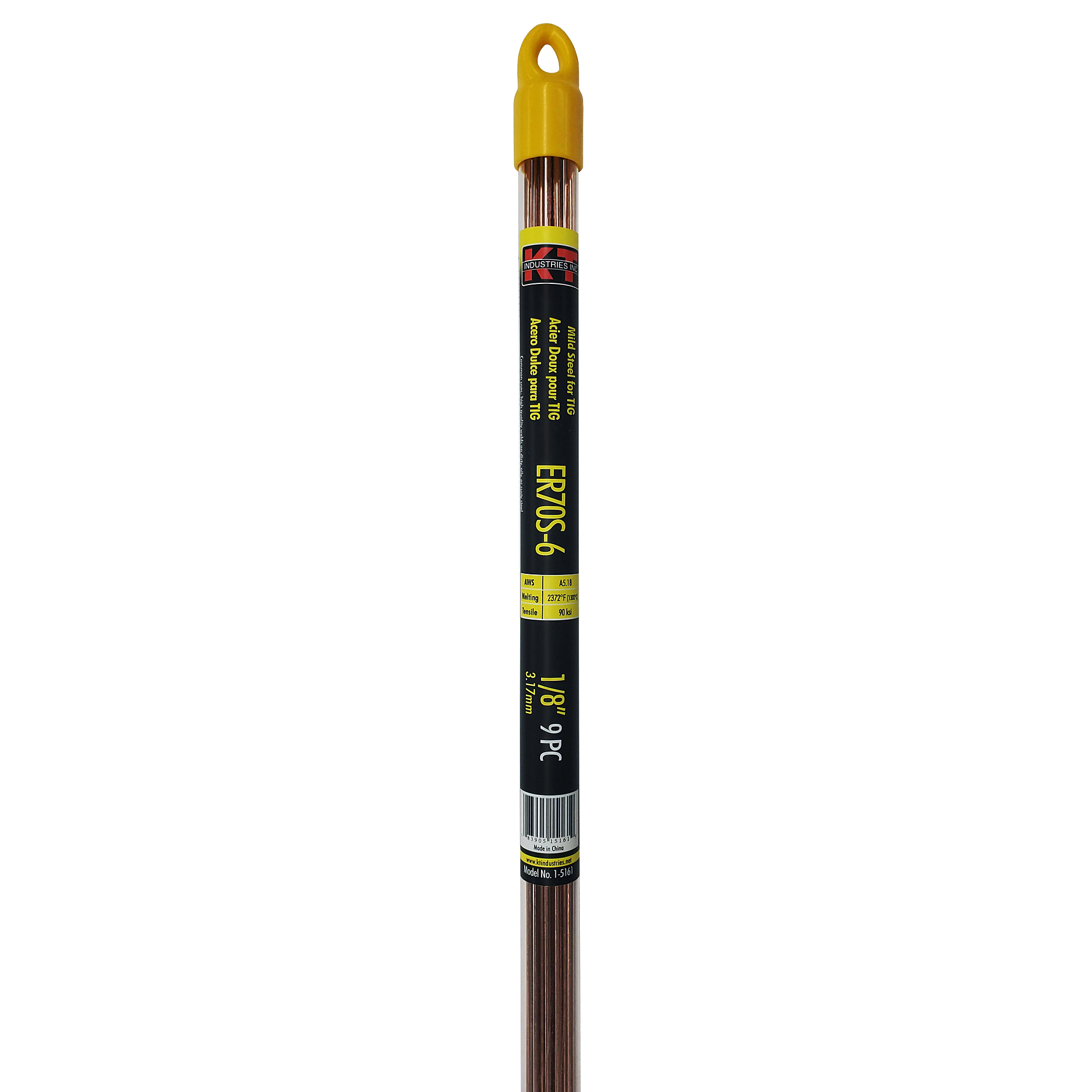 K-T Industries ER70S-6 Mild Steel TIG Welding Wire — 1/8in., 20in. Length, 9 Pcs, Model# 1-5161